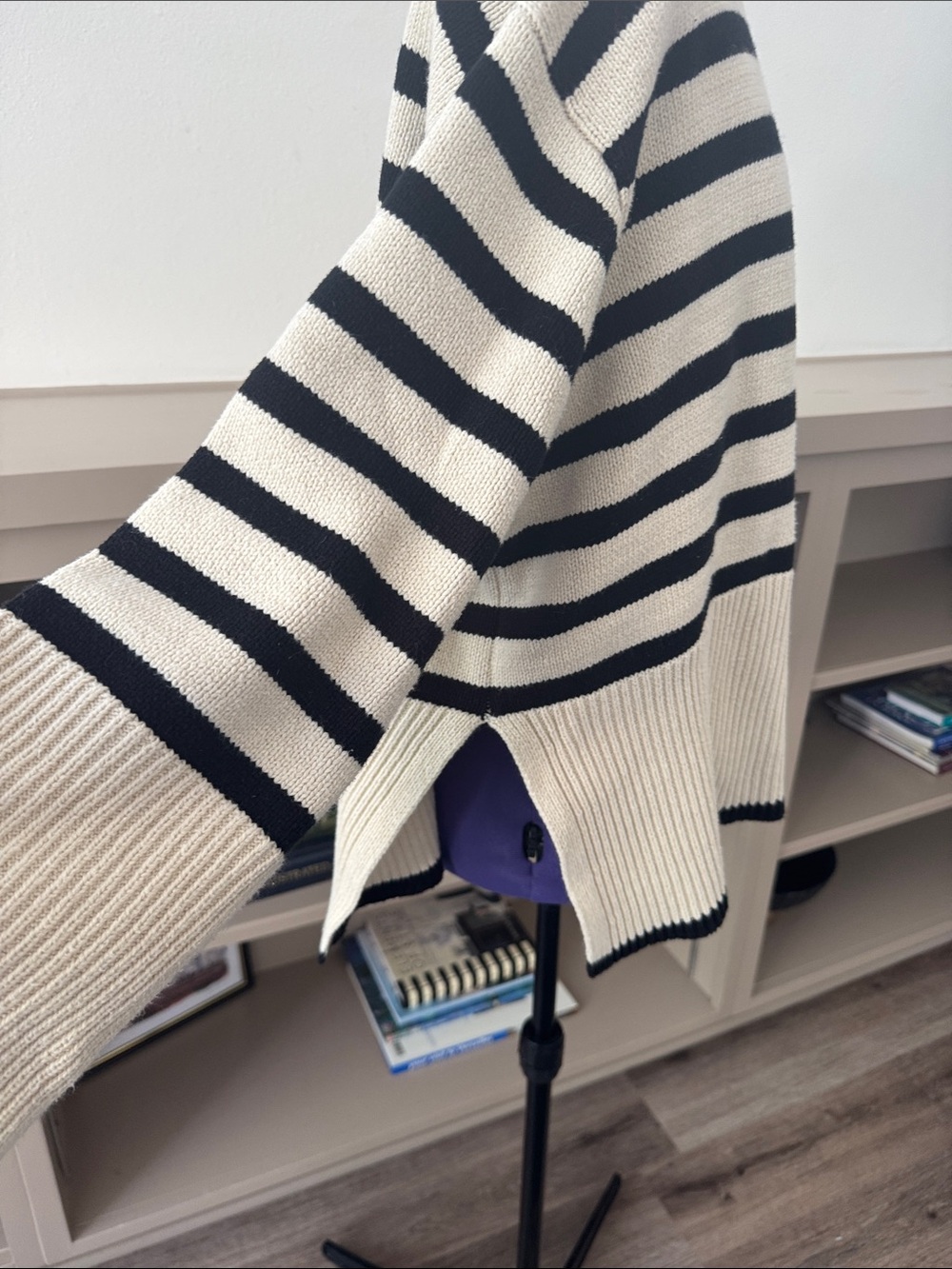Toteme Signature Stripe Turtleneck Sweater Wool Cotton Blend Women Size S Cream - Picture 5 of 11